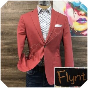 FLYNT Mens Cotton Blazer Sport Coat Casual Jacket Size 38R Button Suit (SPOTS)